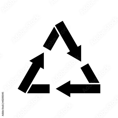 Black recycle sign eco icon flat vector design