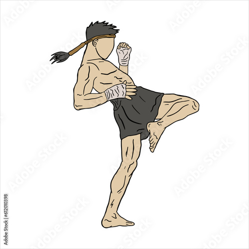 illustration of muay thai figter vector photo