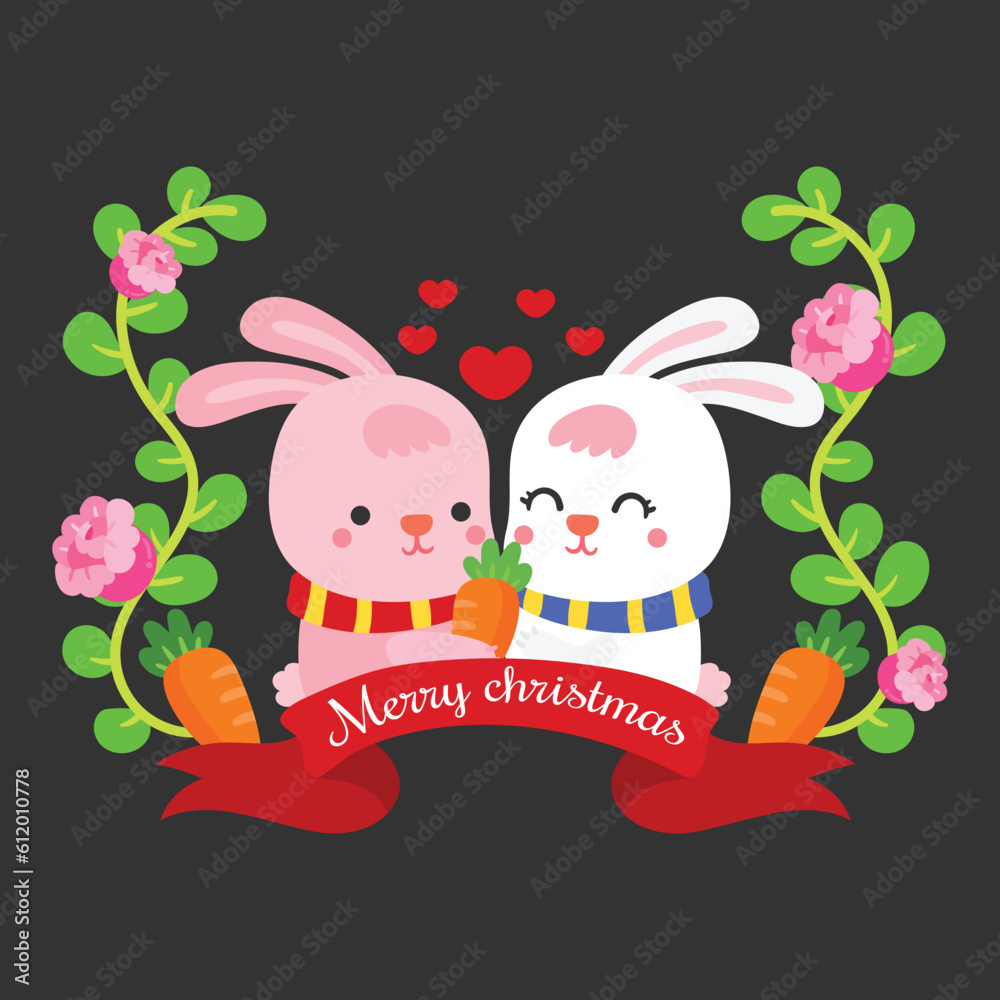 Naklejka premium cute animals cartoon christmas