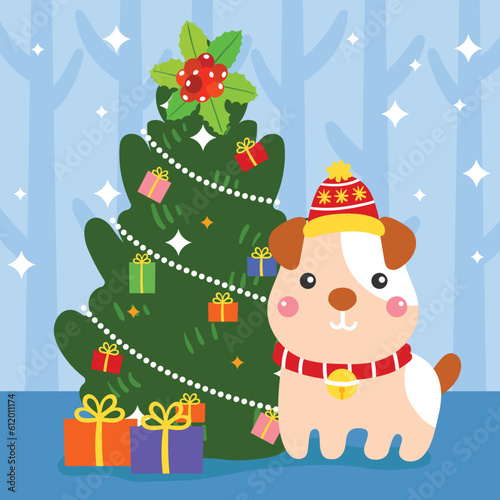 Cute Christmas cartoon illustration featuring festive characters and holiday elements.