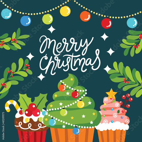 Cute Christmas cartoon illustration featuring festive characters and holiday elements.
