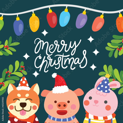 Cute Christmas cartoon illustration featuring festive characters and holiday elements.