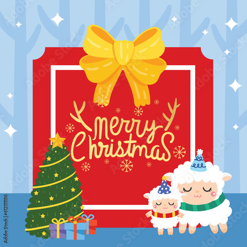Cute Christmas cartoon illustration featuring festive characters and holiday elements.