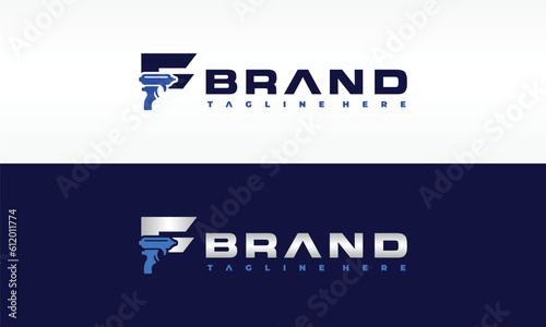 initial letter F sprayer logo