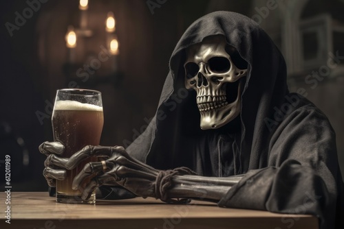 Grim Reaper Drinking a Glas...