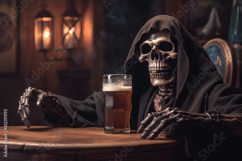 Grim Reaper Drinking a Glas...