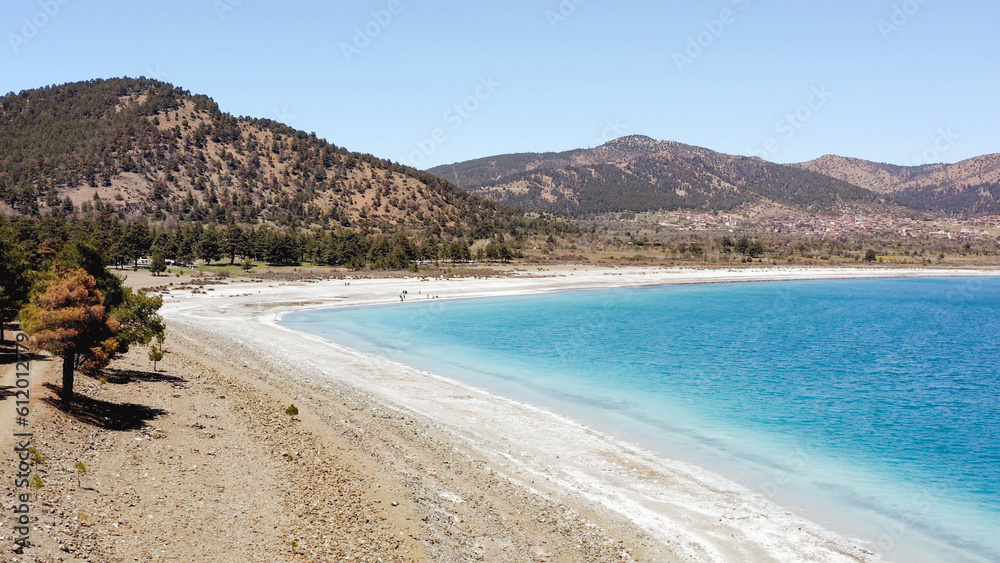 Lake Salda beautiful turquoise water Turkey mountain landscape