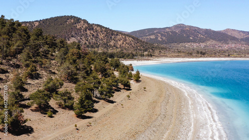Lake Salda beautiful turquoise water Turkish mountain landscape