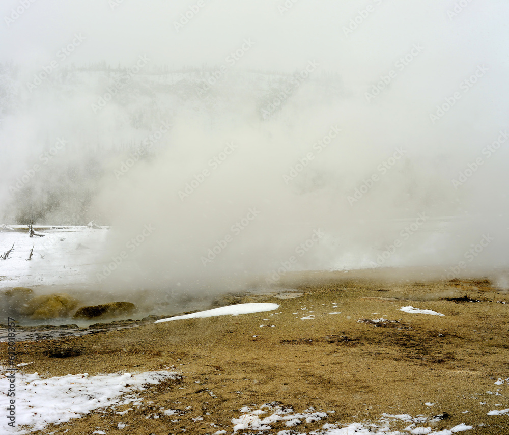 Geothermal pool in winter Yellowstone National Park Geothermal pool in winter Yellowstone National Park