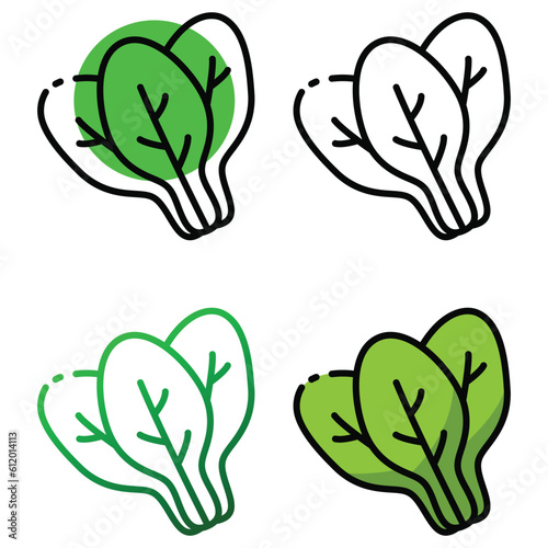 Spinach icon design in four variation color