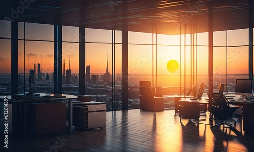 Office background modern amazing view at evening