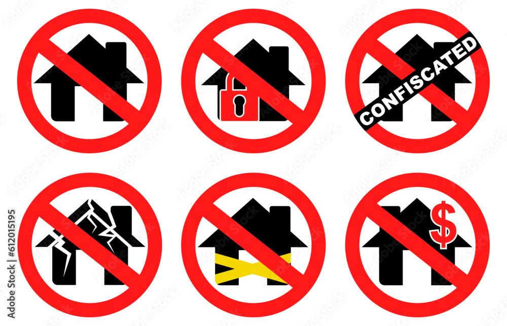 set collections House banned sign icon design template vector illustration set collections House banned sign icon design template vector illustration