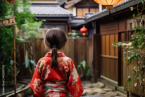Little girl japanese kimono. Generate Ai