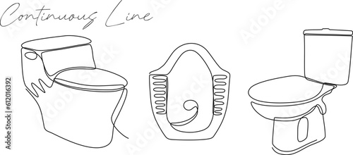 continuous line toilet bundle set white background