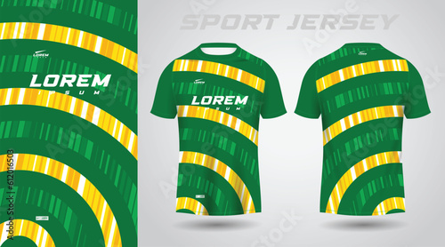 green yellow shirt soccer football sport jersey template design mockup