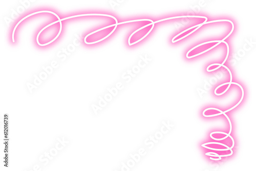 Neon pink line png. Shiny abstract shape on transparent background. © Emre Akkoyun