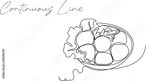 continuous line indonesian culinary meatball food white background