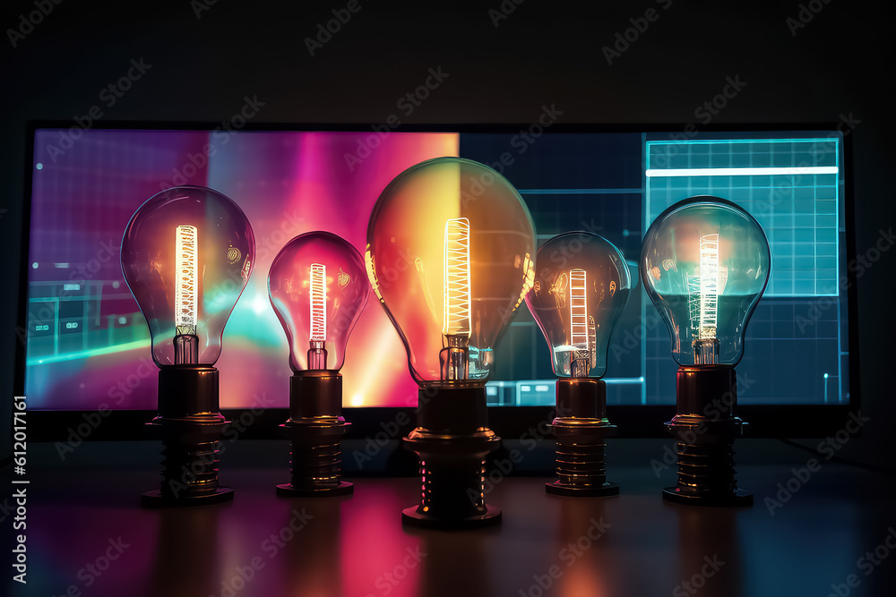 Creative new idea. Bulb with Innovation, AI. Creative new idea. Bulb with Innovation, AI.