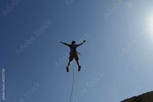 Man bungee jumping. Generate Ai © nsit0108