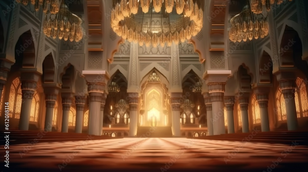 Obraz premium Intricate Details, Soft Light: Explore the Allure of a Majestic Mosque's Evening Aura