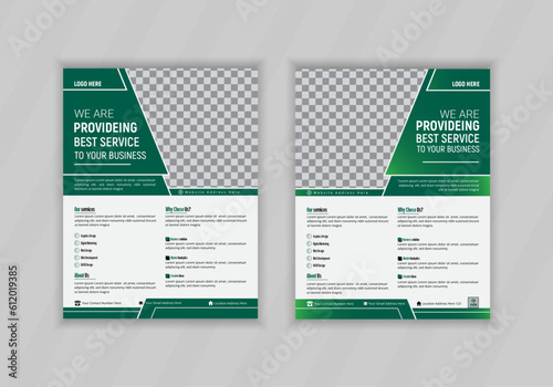 Corporate business flyer gradient or non gradient  template design for your company,with green and light green,blue and light blue coolor flyer design