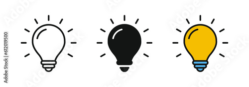 Light bulb icon set. lamp icon symbol collection , creative good idea logo. innovative idea icon sign in flat style. vector illustration photo