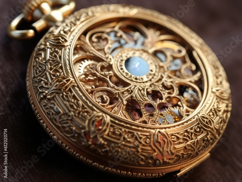 Golden Pocket Watch Close-up -ai generated