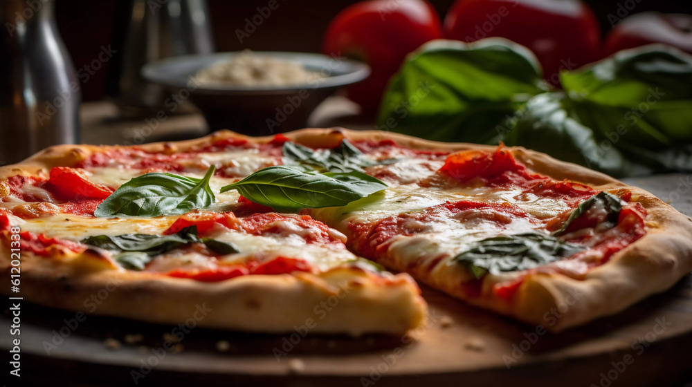 Italian Classic: Relishing the Simplicity of Pizza Margherita, Generative AI.