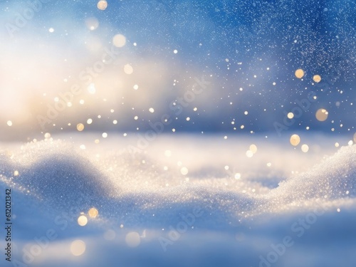 christmas background on snowy field in winter. ai generative