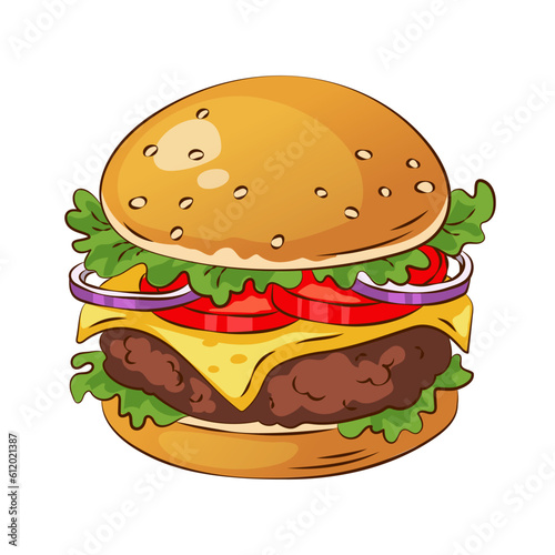 Hand drawn burger  fast food vector illustration