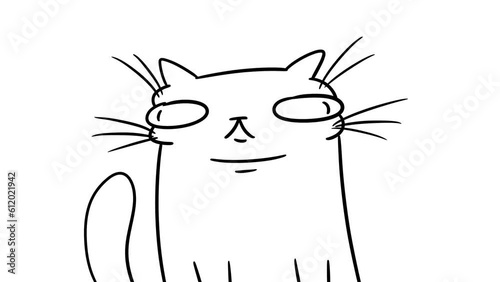 cute funny cartoon cat meows. 2d cartoon loop animation.