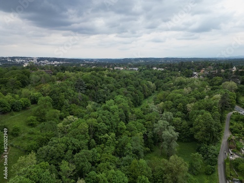 Aerial photography of the forest outside Lyon, France