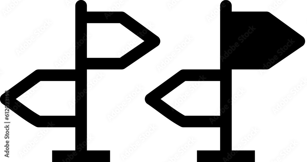 Icon Illustration Of  Sign post Vector Symbol Illustration. Guidepost Sign. Line and glyph