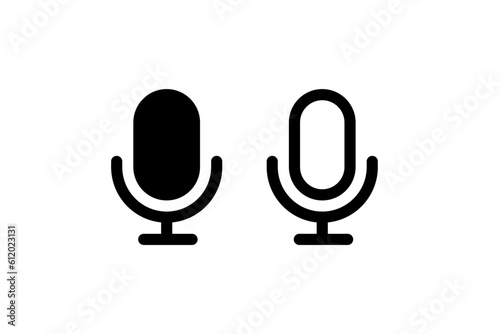 Icon Illustration Of Microphone Vector Symbol Collection. Line and Glyph. Record Sign. Black Line Icon Set. Podcast Vector.