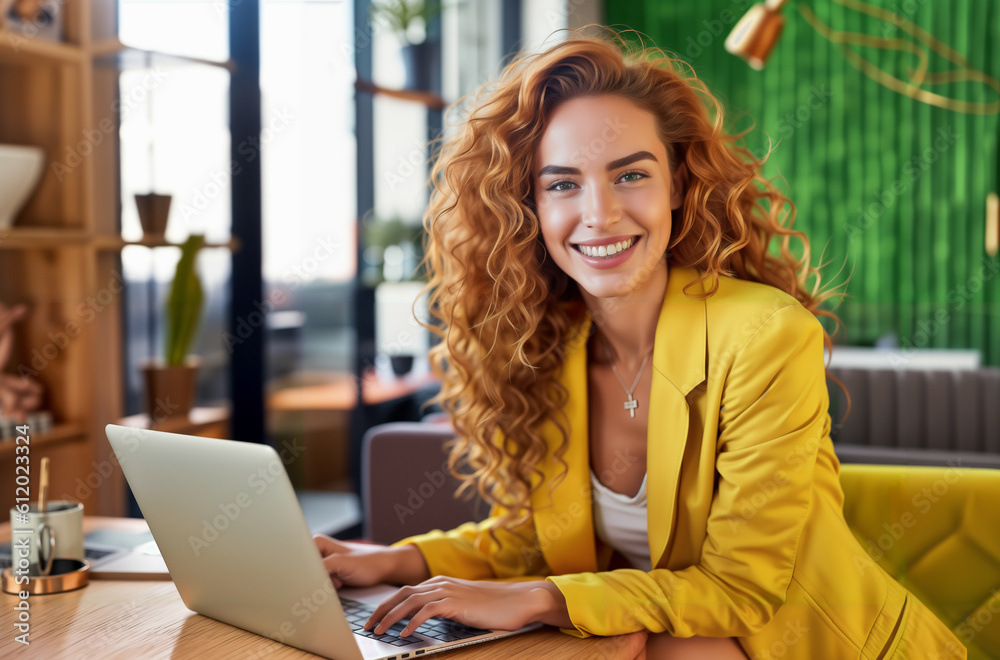 Young businesswoman in a digital age: Harnessing the power of technology, generative ai Young businesswoman in a digital age: Harnessing the power of technology, generative ai