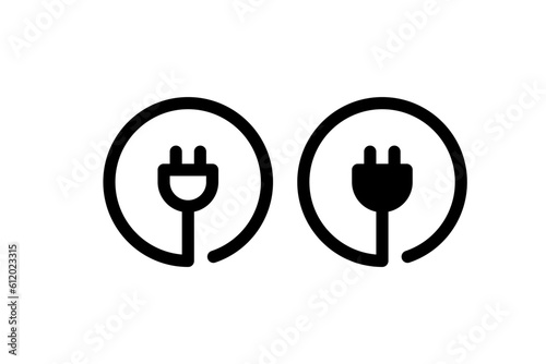 Icon Illustration Of Plug Vector Symbol Collection. Line and Glyph. Adapter Sign. Black Line Icon Set. Charge Vector.