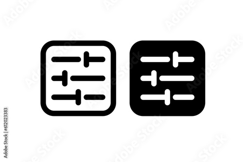 Icon Illustration Of Filter Vector Symbol Collection. 
Setting Sign. Line and Glyph. Black Line Icon Set. Control Vector.