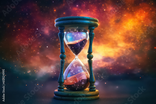 Hourglass as time passing concept space, AI