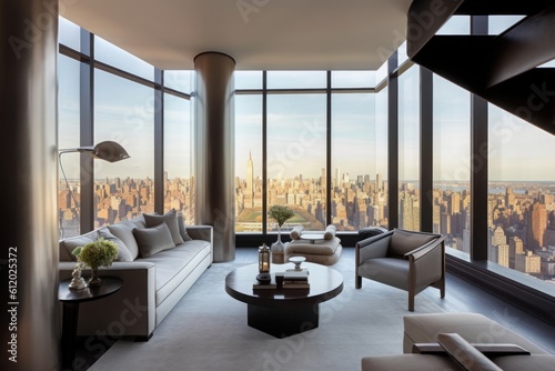 Concept art illustration of New York City luxury penthouse, Generative AI © Dream Canvas