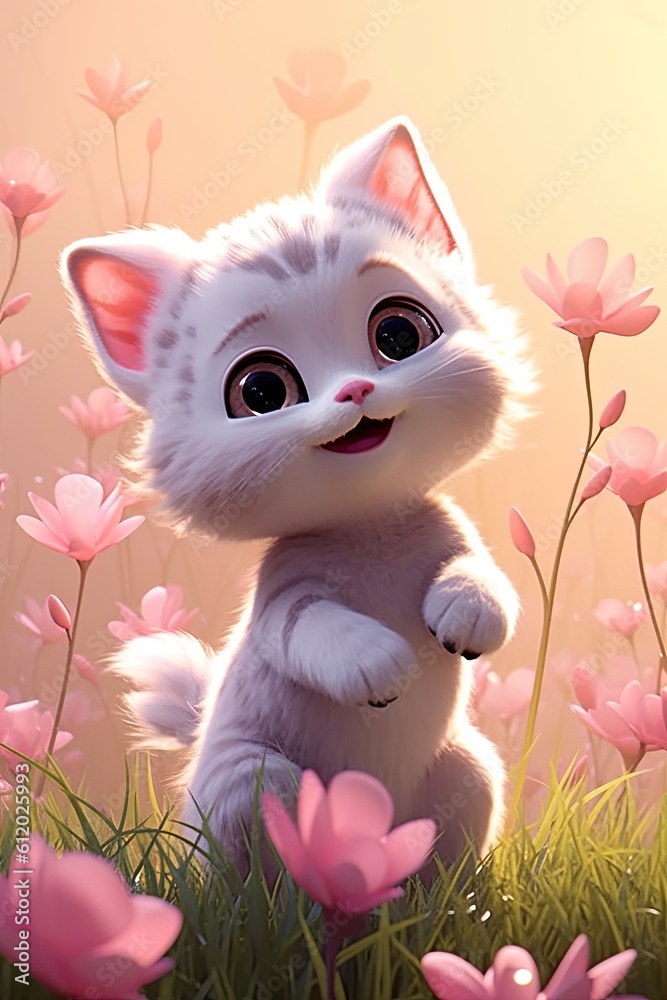 Fototapeta premium Squirrel in the garden. AI generated art illustration.