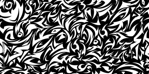 Unique seamless abstract pattern, dynamic lines, and geometric shapes, graffiti-style, tattoo-inspired. Perfect for packaging design, textiles, and web projects. Isolated on white background