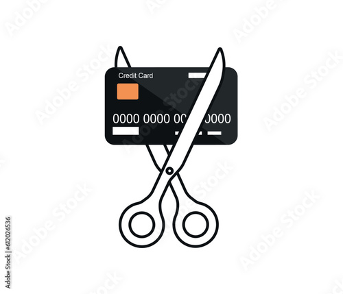 Scissors cutting money isolated on white background.