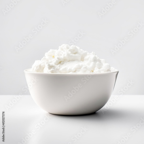 Delicious cottage cheese isolated on white background, generative AI