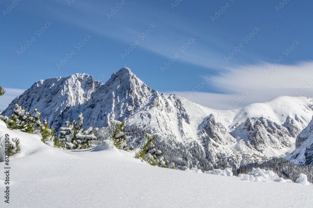 Obraz na płótnie Tatry zima góry w śniegu, Giewont, ferie, zakopane, kościelisko, Tatrzański Park Narodowy, Tatry Zachodnie, kościelisko, zakopane w salonie