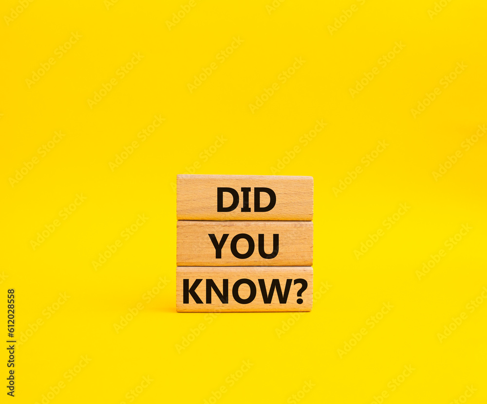 Did you know symbol. Wooden blocks with words Did you know. Beautiful yellow background. Business and Did you know concept. Copy space. Did you know symbol. Wooden blocks with words Did you know. Beautiful yellow background. Business and Did you know concept. Copy space.