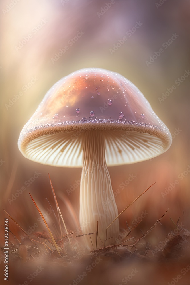 Amanita muscaria fly mushroom. AI generated art illustration.