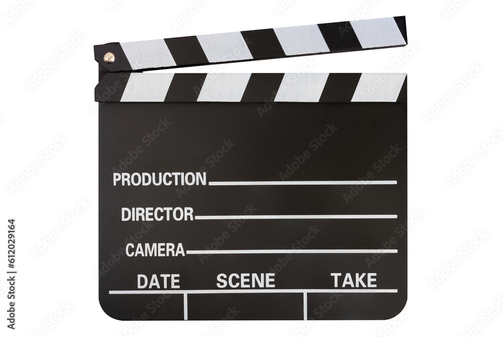 Obraz premium movie clapper board open, isolated transparent background, jpg