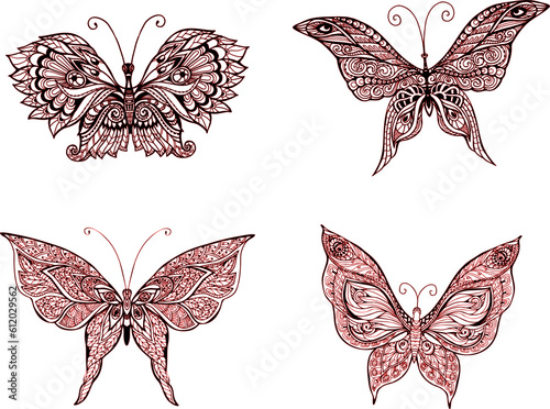 set of butterflies