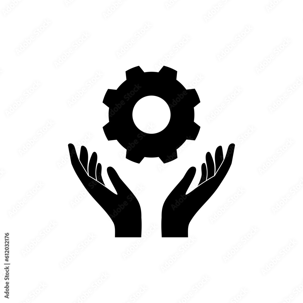 Obraz premium Hands with cog wheel icon