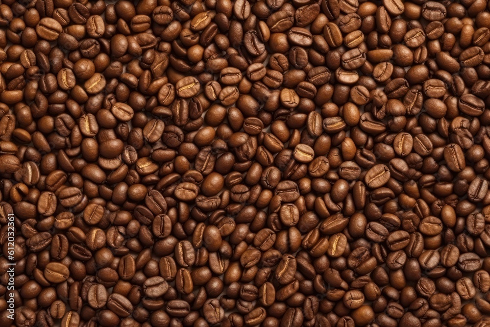 Coffee beans in various shades and sizes. Coffee background. Generative AI Coffee beans in various shades and sizes. Coffee background. Generative AI